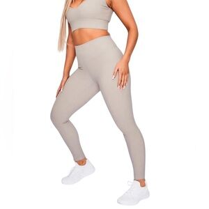 BODY LANGUAGE  HAILEY BEIGE STONE RIBBED LEGGINGS S